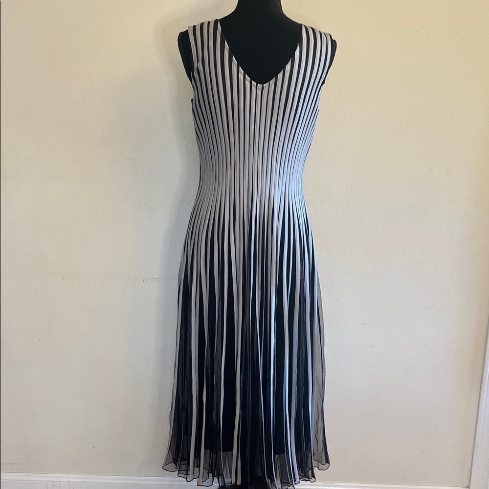 Chic Striped Black and White Midi Dress - Picture 5 of 7